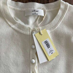 Wilfred Button Front Knit Cardigan – Cream / Ivory – Size M – New With Tags